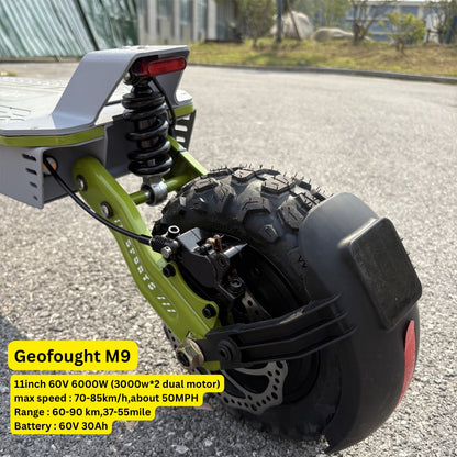 Geofought M9 – 2025 Dual Motor 6000W Electric Scooter | 60V 30Ah Battery | Up to 85km/h | With Seat